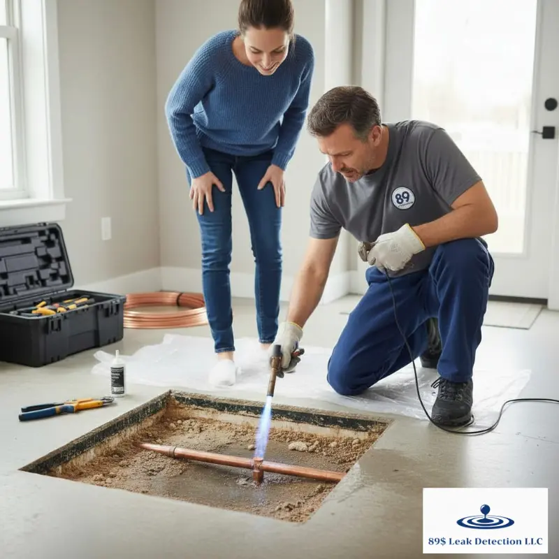 repairing leak in the slab 89 Leak Detection Largo FL